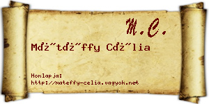 Mátéffy Célia névjegykártya